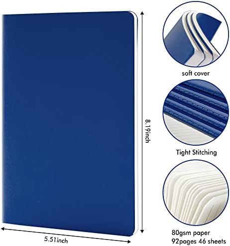 feela 36 Pack Soft Cover Journal Bulk, Lined Blank Travel Journal for Women Men Writing, Notebooks College Ruled for Work, Note Taking Notebook School Business Supplies, 8.2” x 5.5”, A5, Navy - Image 2