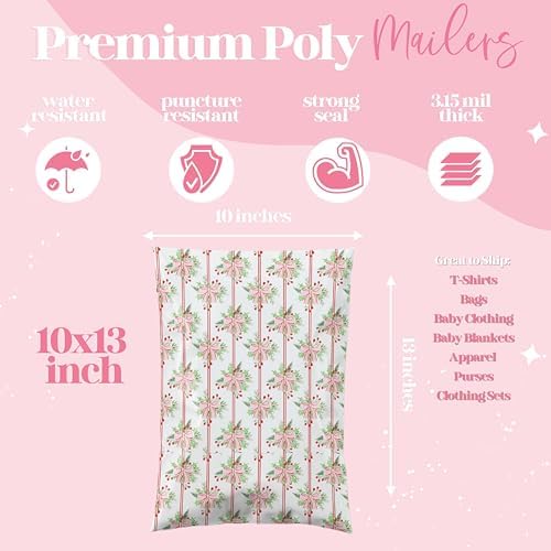Pretty Package Store Poly Mailers 6x9, Christmas Bows, 100 Pack - Image 4