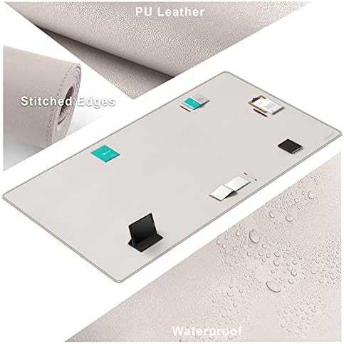 CENNBIE MAX200 78.7" x 39.4" Leather Desk Mat, Extra Large Desk Pad Blotter Protector, Extended Table Pad, Waterproof PU Leather Desk Mat on top of desks Large for Office and Home (Cream) - Image 3