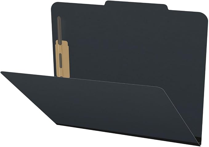 Top Tab Pressboard Folders, Letter Size, 2" exp, Fasteners Pos #1 & #3, Black (Box of 25) by Ecom+Folders