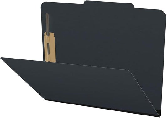 Top Tab Pressboard Folders, Letter Size, 2" exp, Fasteners Pos #1 & #3, Black (Box of 25) by Ecom+Folders