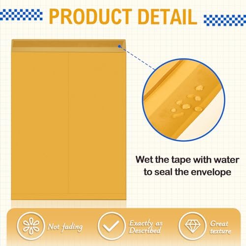 Motipuns 50 Pcs 14'' x 18'' Large Mailing Envelopes 32lb with Gummed Flaps - Image 6