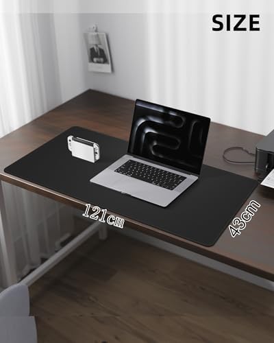 Leather Desk Pad Protector - 48" x 17" Non-Slip PU Leather Large Mouse Pad, Waterproof Desk Blotter Mat for Office and Home (Black) - Image 2