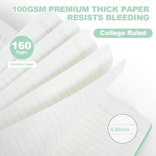 SUQJOY Lined Journal Notebooks, 160 Pages, 5.5x 8.2-Inch Journals for Women Men, Hardcover Notebook with 100 gsm Thick Paper, A5 Size College Ruled Notebook (Green) - Image 3