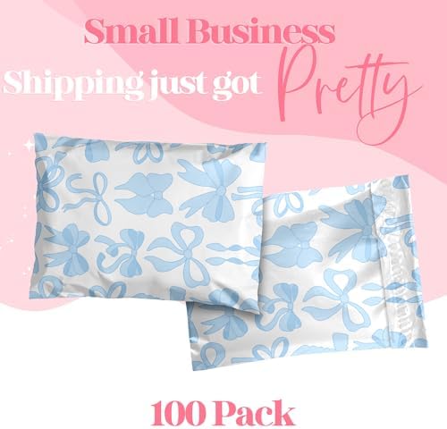 Pretty Package Store Poly Mailers 10x13, Blue Bows, 100 Pack - Image 2