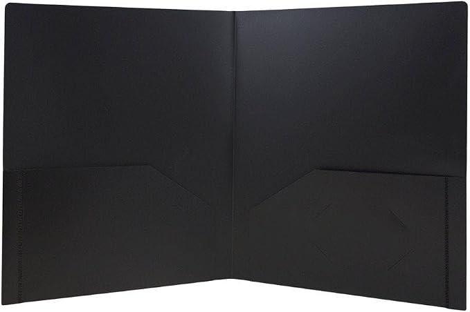 JAM PAPER Heavy Duty Plastic 2 Pocket Extra Tough School Folders - Black - 12/Pack - Image 5