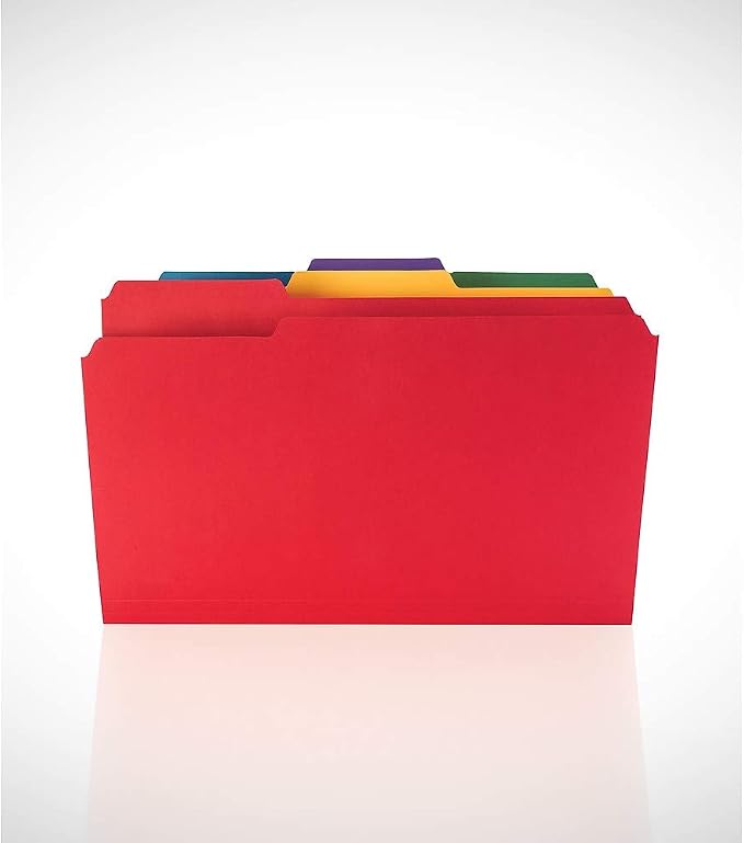 Staples File Folders, Legal Size, 1/3‑Cut Tabs, Assorted Colors, Heavy‑Duty Paper Stock, 100/Box - Image 9
