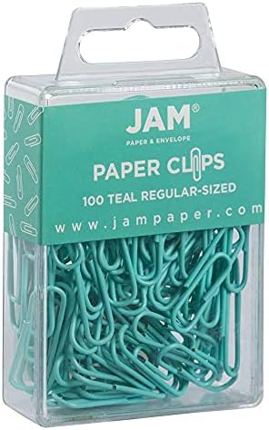 JAM Paper Colored Standard Paper Clips - Small - Teal - 100/pack - Image 2
