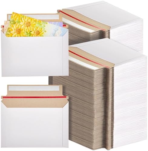 Affrolling 400 Pcs 6.5 x 4.5 Inch Rigid Photo Mailers Cardboard, White by Affrolling