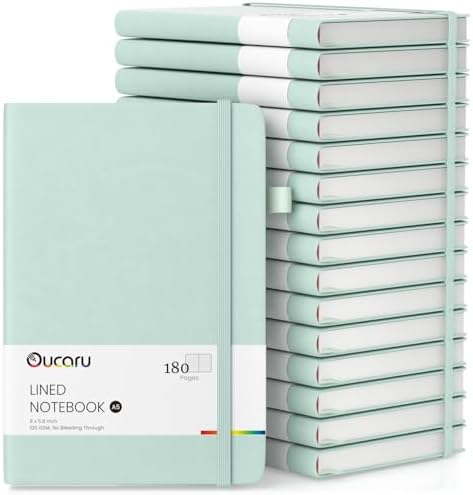 Oucaru 16 Pack Bulk Journal Notebook, A5 Lined Notebook Set, 180 Pages by Oucaru