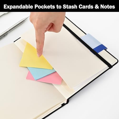 SUQJOY Lined Journal Notebooks, 4 Pack 160 Pages, 5.5x 8.2-Inch Journals for Women Men, Hardcover Notebook with 100 gsm Thick Paper, A5 Size College Ruled Notebook for Writing/Travel/Work (Black-4 Pack) - Image 6