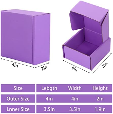 25 Pack Small Shipping Boxes Purple Corrugated Cardboard Box 4x4x2 inches，Corrugated Box for Packaging Small Business,Mailing Packing Literature Mailer,Shipping Gift Boxes - Image 2
