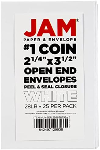 JAM PAPER #1 Coin Business Envelopes with Peel and Seal Closure - 2 1/4 x 3 1/2 - White - 50/Pack - Image 6
