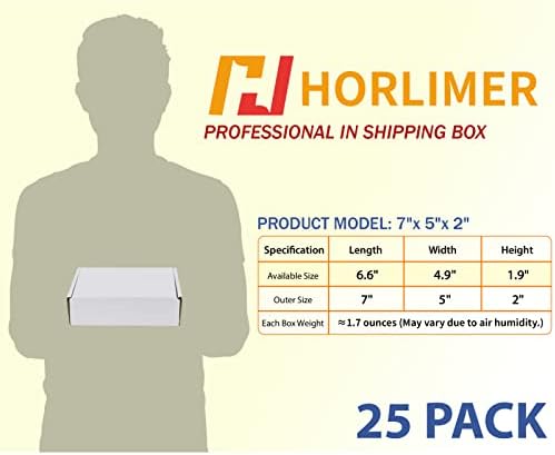 HORLIMER 7x5x2 inches Shipping Boxes Set of 25, White Corrugated Cardboard Box Literature Mailer - Image 2