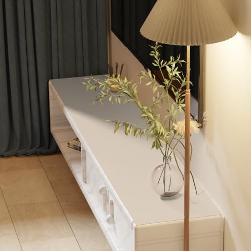 Faux Leather Table Cover,1.8mm Thick,16x72 Inch Desk Cover,Dresser Cover Top,Dresser Protector Top,Dresser Cover,End Table Cover.(Beige+Light Gray,16x72) by Zinkooat