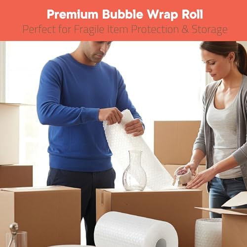 Bubble Wrap for Packing & Moving 4 Pack, 72 FT x 12” Bubble Cushioning Wrap with 3/16” Small Bubbles & 10 Fragile Stickers, Tear-Perforated Every 12”, Lightweight Protective Packaging for Moving - Image 6