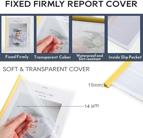 Handepo 40 Pieces Bulk A4 Clear Report Cover with Sliding Bar, 5 Colors - Image 4