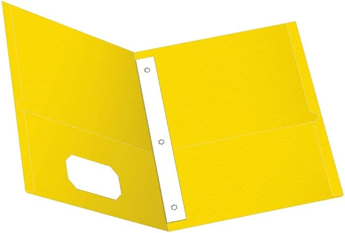 Oxford Two-Pocket Folders w/Fasteners, Yellow, Letter Size, 25 per Box (57709) by Oxford