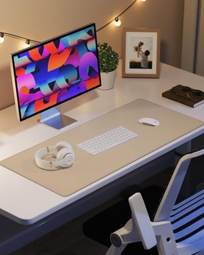 Leather Desk Protector, Large Mouse Pad & Waterproof PU Leather Blotter Mat - Non-Slip Desk Cover for Office and Home (Apricot, 36" x 17") - Image 6