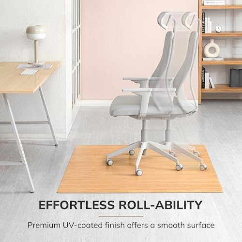Anji Mountain 52" x 48" Bamboo Office Chair Mat for Carpet & Hardwood Floor - Image 5