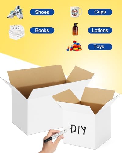 Assorted-Sizes-Shipping-Boxes-45-Pack: 6x6x6 & 8x6x6 & 11x6x6 Small-Shipping-Boxes-Mailers, White Corrugated-Cardboard-Boxes-for-Packing-Small-Business Mailing - Image 7