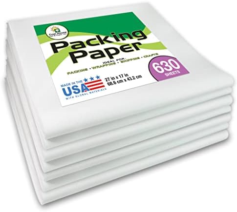 Tree House Packing Paper for Moving – 630 Newsprint Packing Paper Sheets – 27” x 17” Paper for Packing Dishes, Shipping, and Moving Supplies – Recyclable Movers’ Paper – Made in USA by TreeHousePadPaperInc