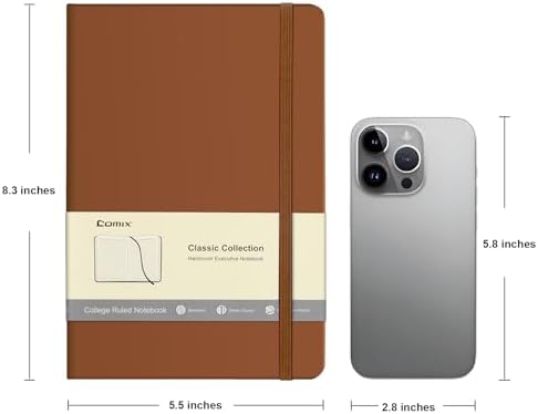 Comix 6 Pack Lined Journal Notebooks for Work, 240 Pages, 5.5"x8.3", Brown - Image 2