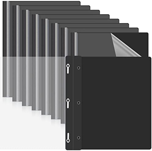 Teling 48 Pcs Clear Front Report Covers with 3 Prong Fasteners, Black by Teling