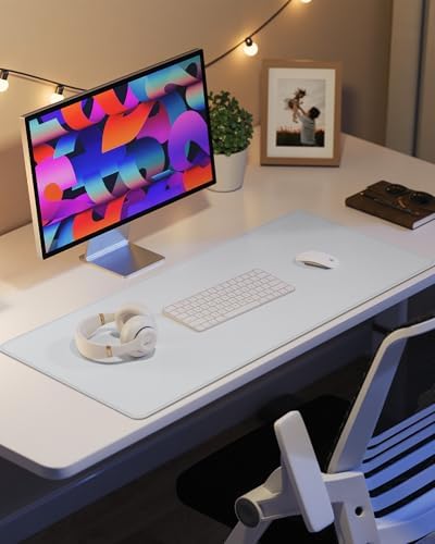 PU Leather Desk Mat Protector - 36"x17" Large Non-Slip Office Desk Pad, Waterproof Keyboard & Mouse Pad, Premium Workstation Cover for Home & Office (Ivory White) - Image 6