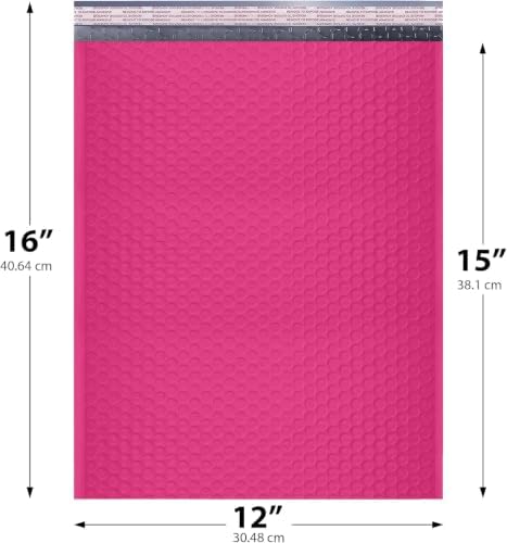 Hot Pink Bubble Mailers 12x15, Poly Padded Envelopes, 150 Pack Bulk - Image 2