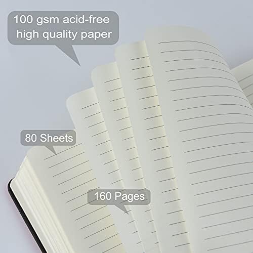Coopay 48 Pack A5 Journal Notebooks Bulk, 160 Pages, 100GSM Thick Paper, 8.3 x 5.5 inch Hardcover Lined Leather Journals for Writing Office School Business,Bulk Notebook for Work Men Women (Black) - Image 4