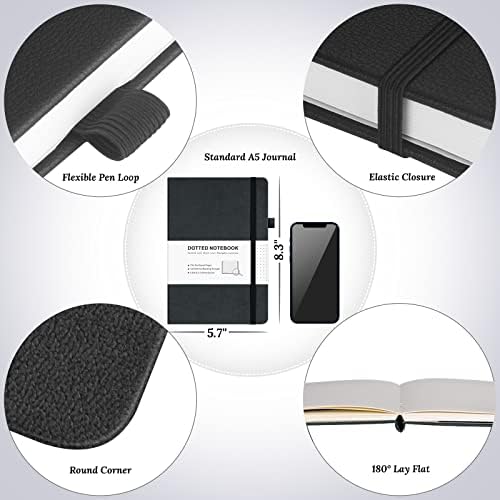 Hardcover Leather Dotted Journal Notebook, 120GSM Thick Paper,Numbered Page - Image 2