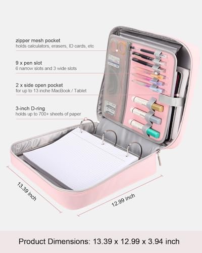 3-Inch 3-Ring Zipper Binder with Shoulder Strap and Multiple Pockets - Image 3