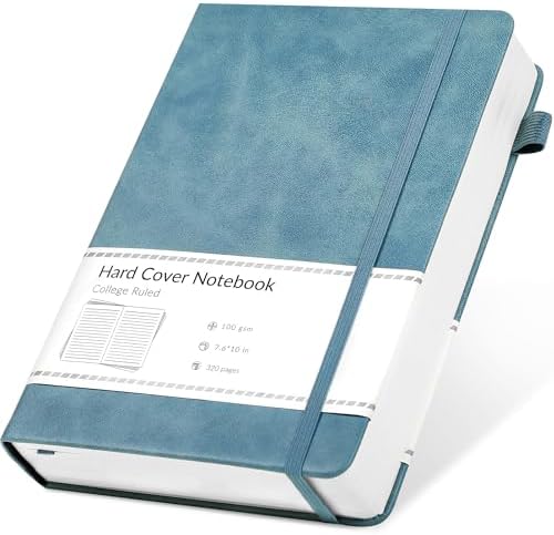 CAGIE Lined Journal Notebook, 320 Pages College Ruled Notebook, 100 Gsm Paper Thick Journal, B5 Hardcover Leather Journals for Writing Women Men, 7.6x10 In, Blue by CAGIE