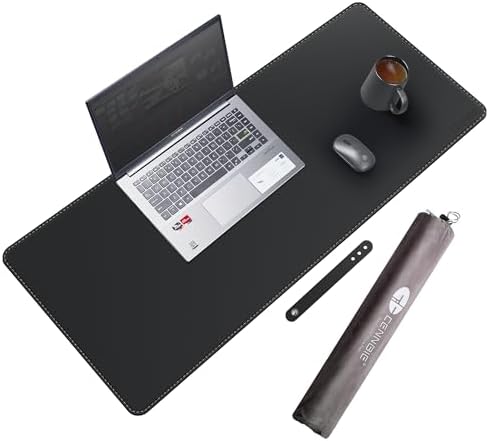 CENNBIE Leather Desk Mat Protector, 35.5" x 16" Office Desk Pad (Black) by CENNBIE