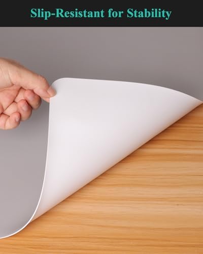 Light Gray Plastic Table Cover Protector, 42" x 60" PVC Desk Pad Mat - Image 6