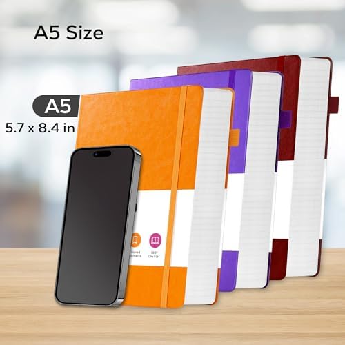 FOCUS DAY 3 Pack Lined Journal Notebooks, A5 Thick Notebook Journal Set for Work Writing, 320 Pages Hardcover Leather Bound Notebook Bulk for Women Men Office School, 5.7'' X 8.4'', Multicolor - Image 5