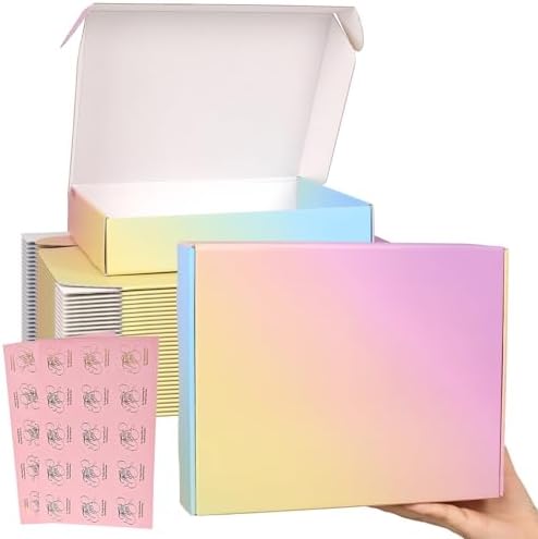 Shipping Boxes Medium 10x8x2", 30 Pack Colorful Mailer Boxes for Packaging, Corrugated Cardboard Boxes for Small Business Mailing by OitiO