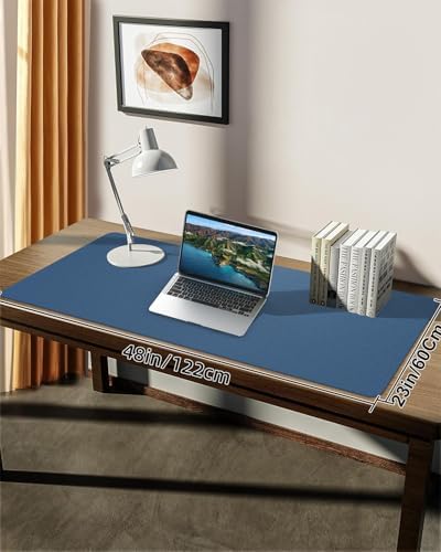 Desk mat Large, Leather Desk Pad Protector,Office Desk Mat,Mouse Pad, Non-Slip Desk Blotter, Laptop Desk Pad, Waterproof Desk Writing Pad for Office&Home (Grey Blue, 48" x 24") - Image 7