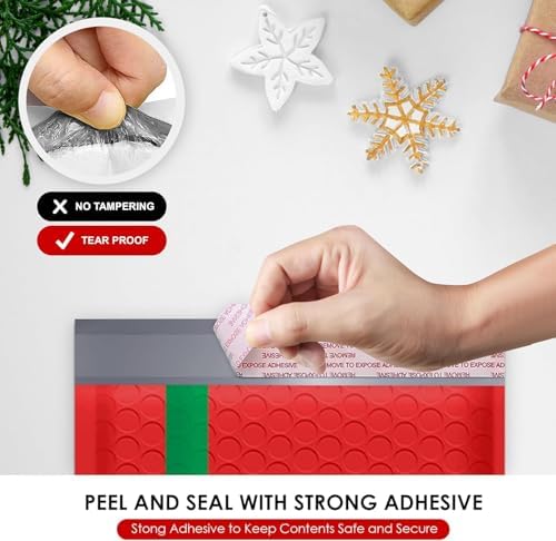 Christmas Bubble Mailers 6x10, Self Seal Poly Padded Envelopes #0, 200 Pack - Image 4