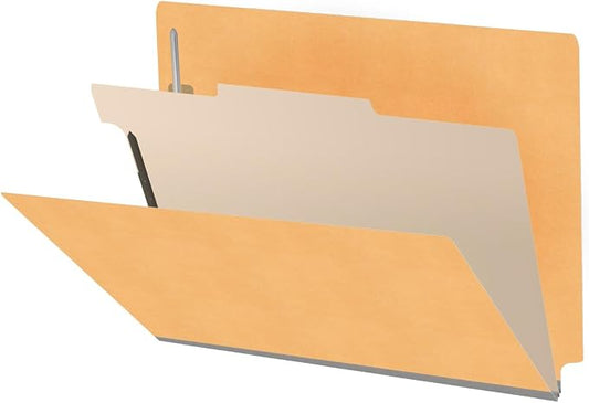 Ecom Folders Heavy Duty Top Tab Classification Folders | Letter Size 18 Pt Stock with 1 Divider | 2/5 Cut Right Position Tab for Medical, Legal and Office Documents | Gold, Box of 10 by Ecom+Folders