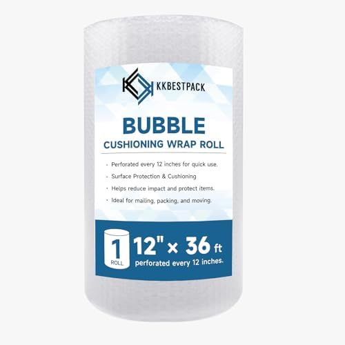 KKBESTPACK Clear Packing Wrap for Moving, 6 Rolls, 12 in x 36 ft Each by KKBESTPACK