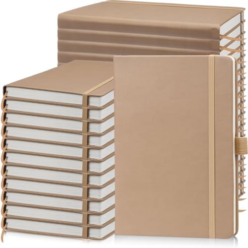Laumoi 28 Pack A5 PU Leather Lined Notebook Journal, Khaki,Simple by Unknown