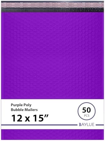 Purple Bubble Mailers 12x15, Self Seal Poly Padded Envelopes, 50 Pack by BAYLUE