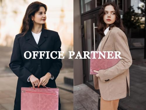 AZXCG Portfolio Binder, Pink Padfolio with Handle and Zipper,Leather Padfolio for Women,Professional Business Portfolio Organizer with A4 Notepad Holder for School,Work - Image 2