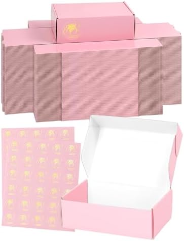 Small Shipping Boxes 6x4x2 Inch 50 Pack, Light Pink Mailer Packaging Boxes, Corrugated Cardboard Boxes for Small Business Gift Literature Shipping by TryDrem