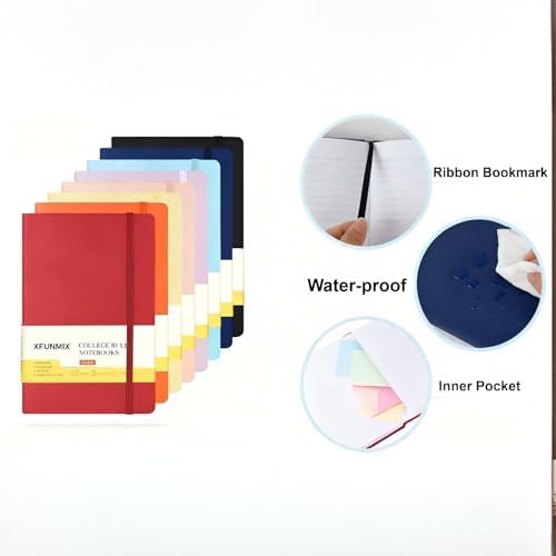 XRUNMIX 8 Packs Lined Notebook for Work, Journals for Writing, A5 Size (5.5" x 8.3"), 100gsm Thick Paper, Lined 160 Pages, Hardcover Classic Notebook for Journaling & Note-Taking- 8 Assorted Color - Image 5