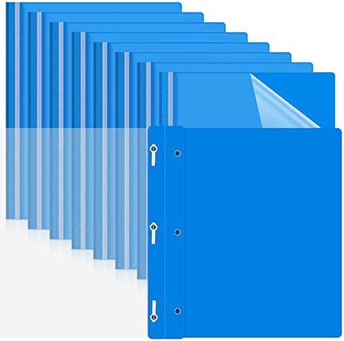 Teling 48 Pcs Clear Front Report Covers with 3 Prong Fasteners, Blue by Teling