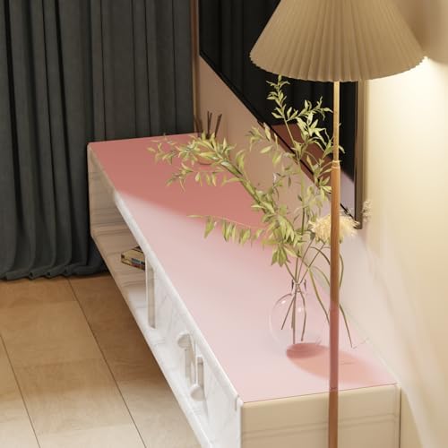 Leather Desk Mat,1.8mm Thick,15.75x63 Inch Desk Cover,Pink Desk Mat,Desk Protector Mat,Dresser Cover Top,Desktop Cover,Dresser Cover Top for Bedroom(Pink+Silvery,15.75x63) by Zinkooat