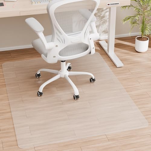 Office Chair Mat, 1/8" Thick 53" x 45" Crystal Clear Hard Floor Chair Mat, Transparent Floor Protector Mat Flat Without Curling by HOMEK